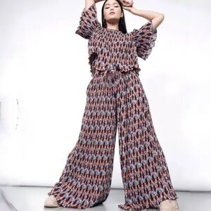 Wildfang The Empowered Plisse Loose Leg Drawstring Pants, Sz S, NWT